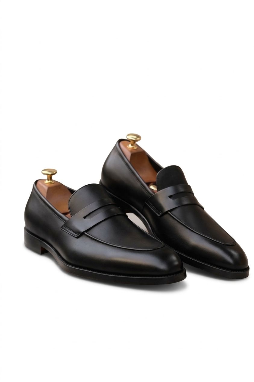 black leather penny