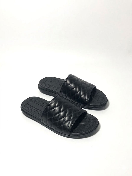 ASF Quilted Leather Slide Sandals