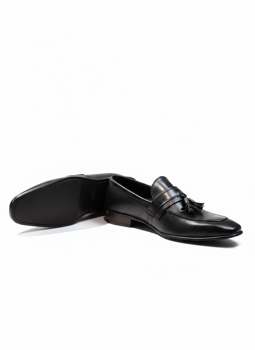 Black Leather Tassel Loafer