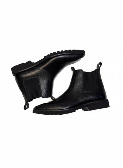 Black Leather Chelsea Boots (Lug Sole)