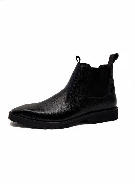 Black Leather Chelsea Boots (Lug Sole)