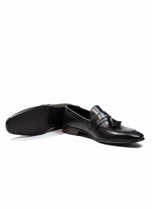 Black Leather Tassel Loafer