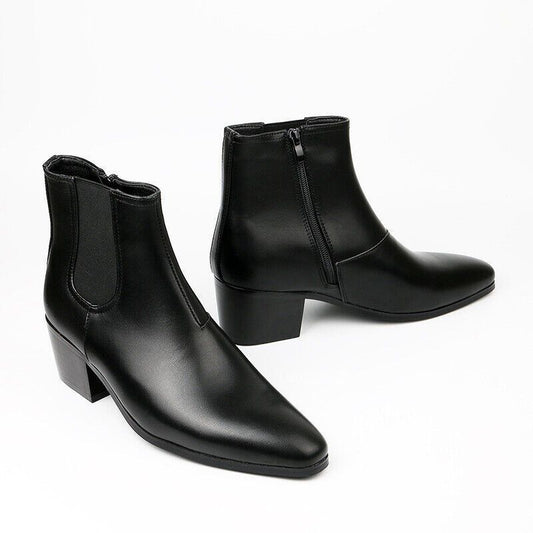Black Heeled Chelsea Boots (Side-Zip Ankle Boots)