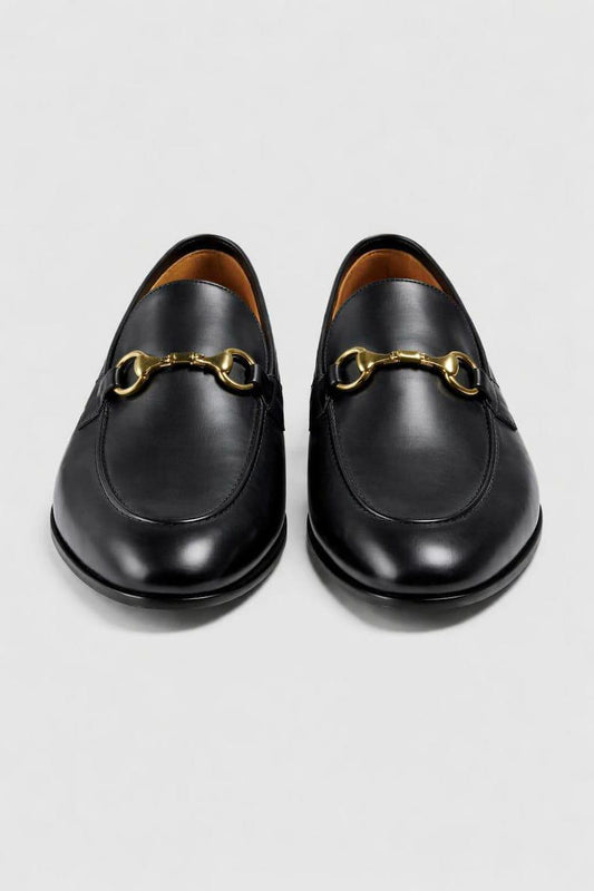 Black Horsebit Leather