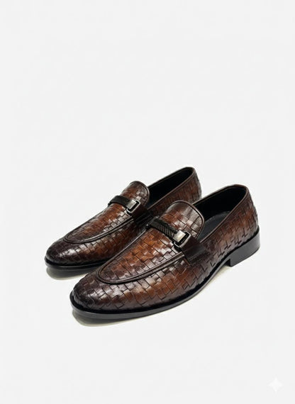 Brown Woven Leather Bit