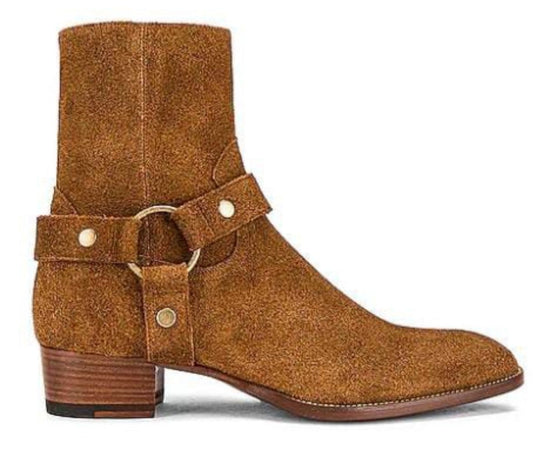 Vintage Suede Harness Boots