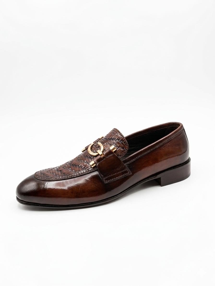 ASF Premium Brown Woven Horsebit Loafers
