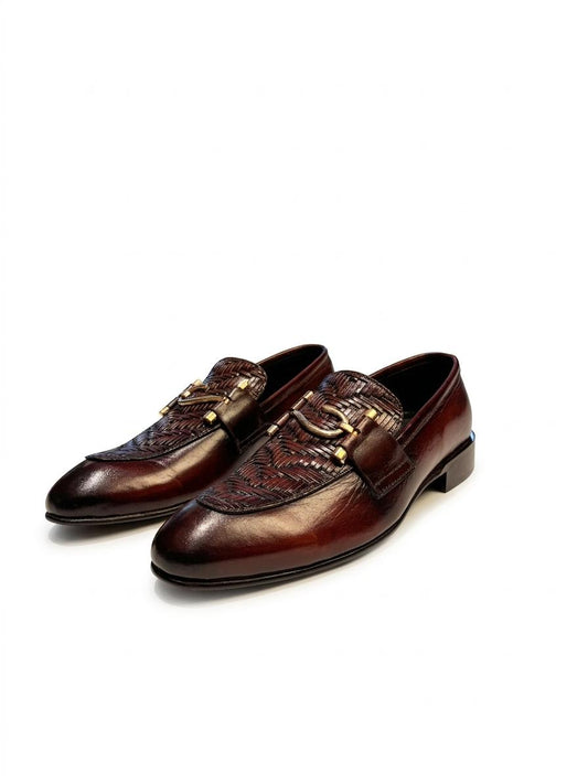 ASF Premium Brown Woven Horsebit Loafers