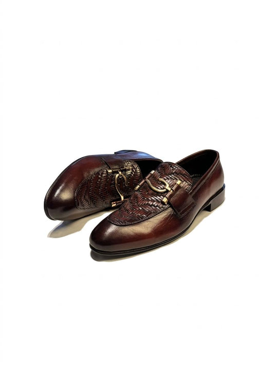 ASF Premium Brown Woven Horsebit Loafers