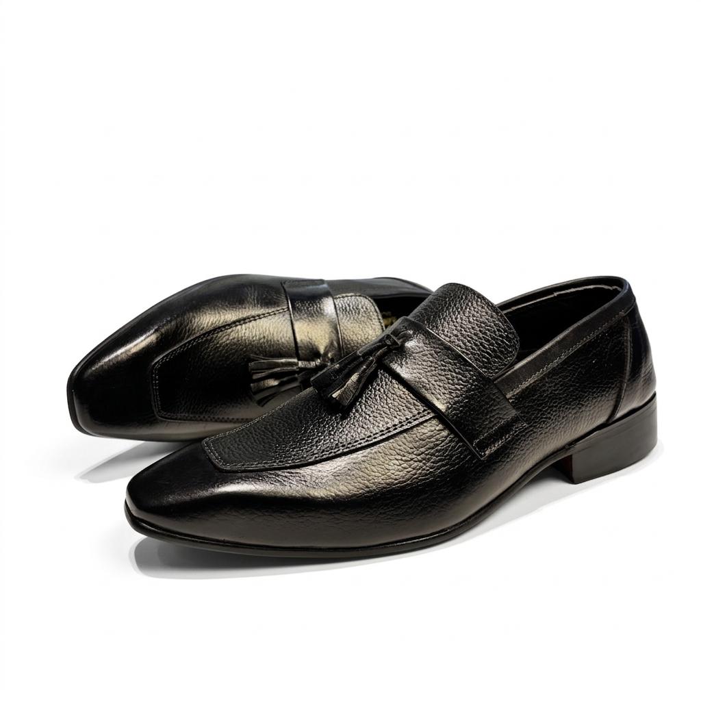 Classic Black Tassel Leather