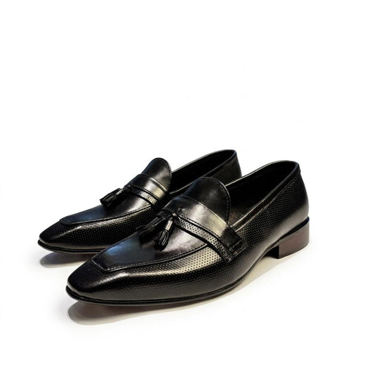 Black Leather Tassel Loafers