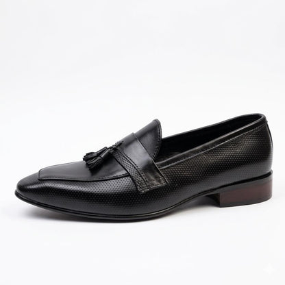 Black Leather Tassel Loafers