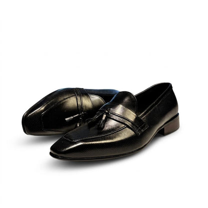 Black Leather Tassel Loafers