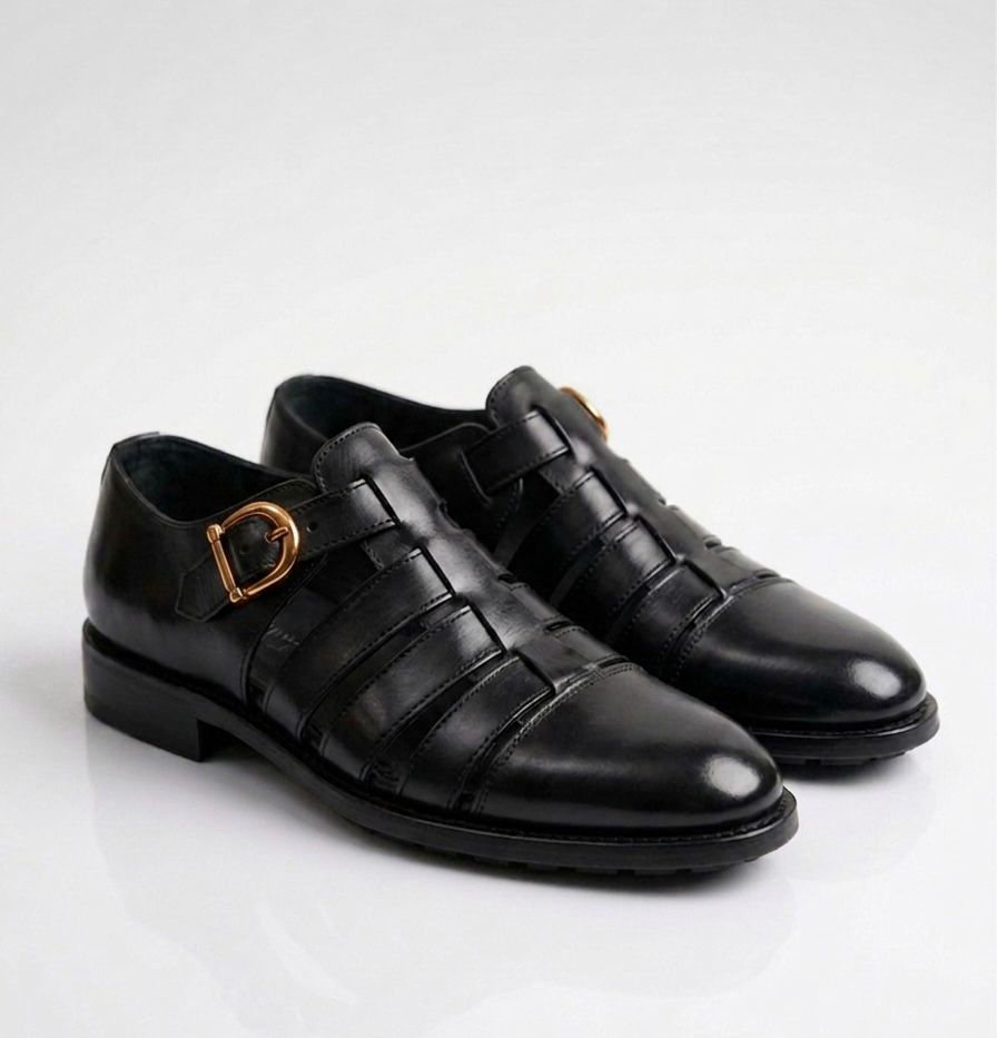 ASF Leather Burgundy Fisherman Sandal Shoes